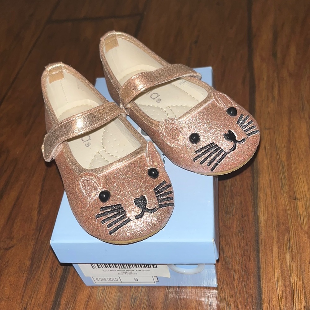 Zula toddler rose gold glitter mouse flats